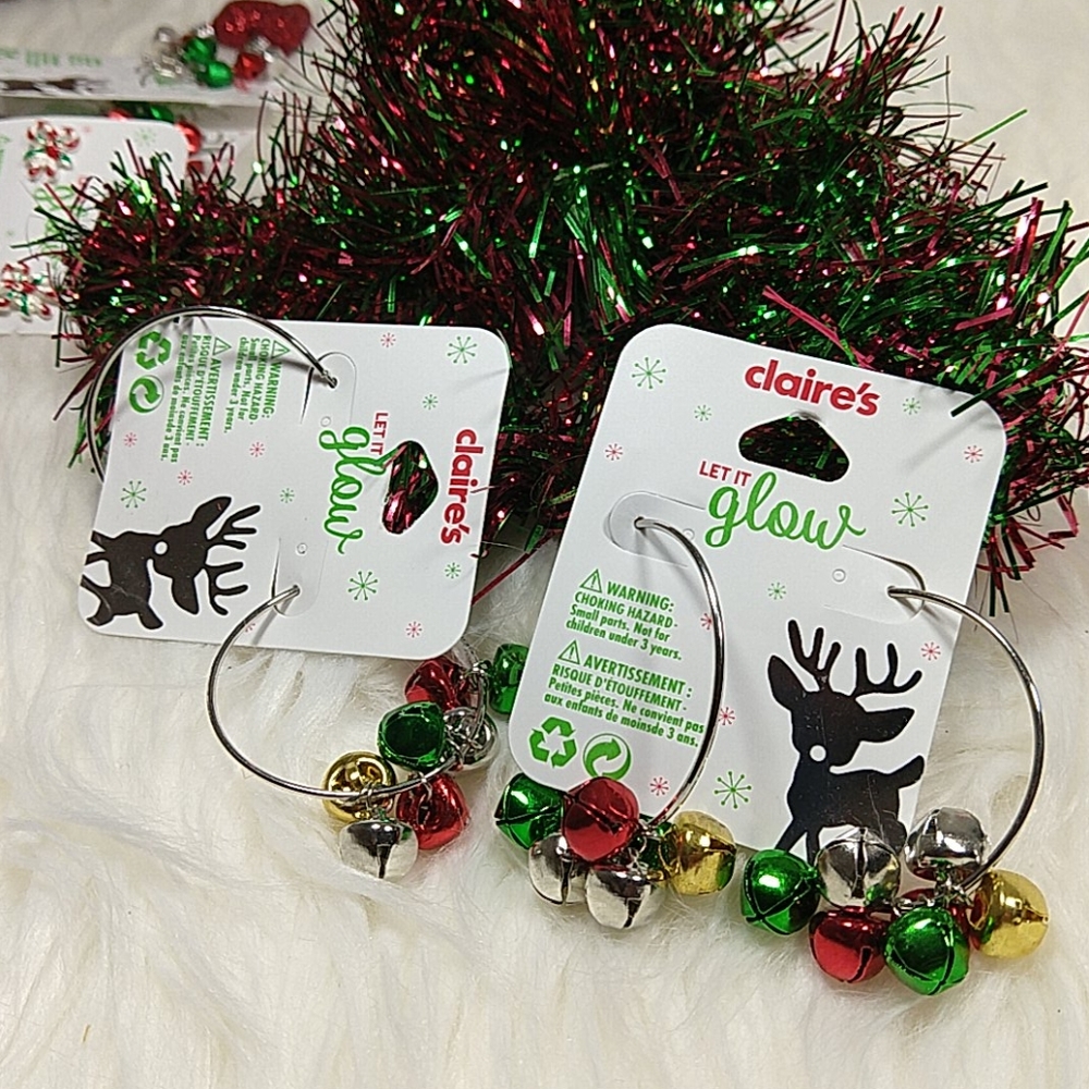 Claire's Christmas Jingle Bell Hoop Earrings